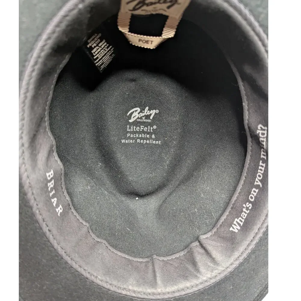 Bailey of Hollywood Briar Black Litefelt Wool Poet Outback Western Hat S
